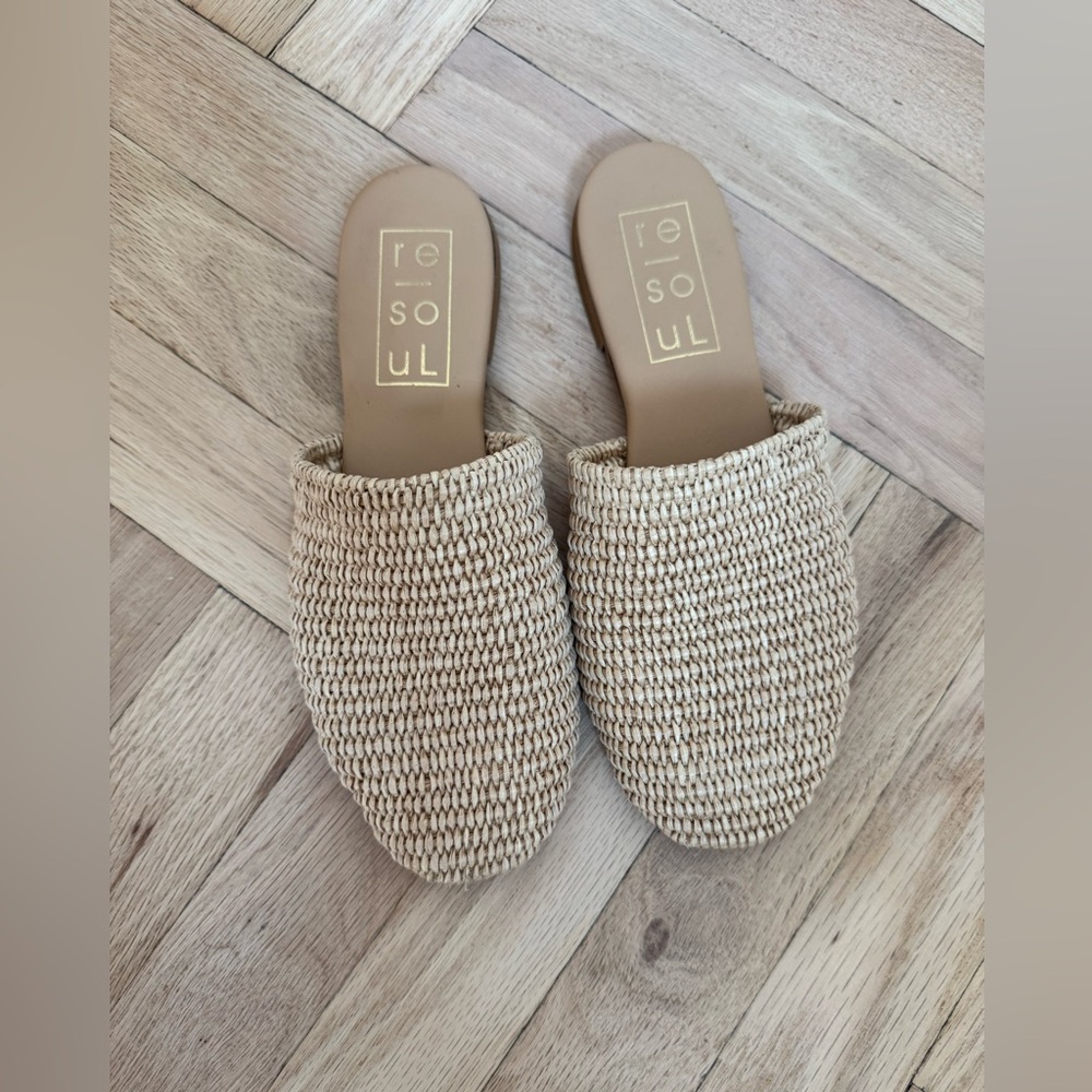 Re-Soul | Women's Beige Woven Mules espadrille